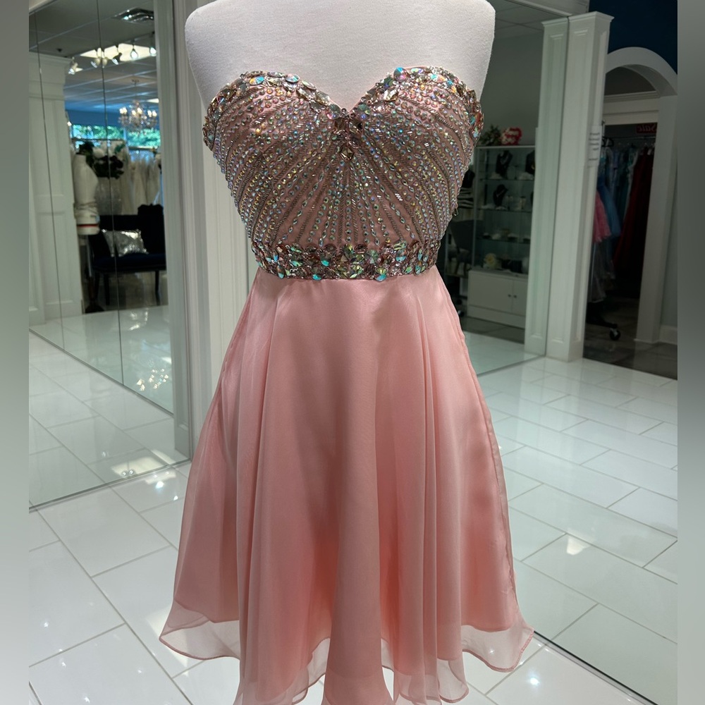 Anny Lee Strapless Pink Beaded Dress